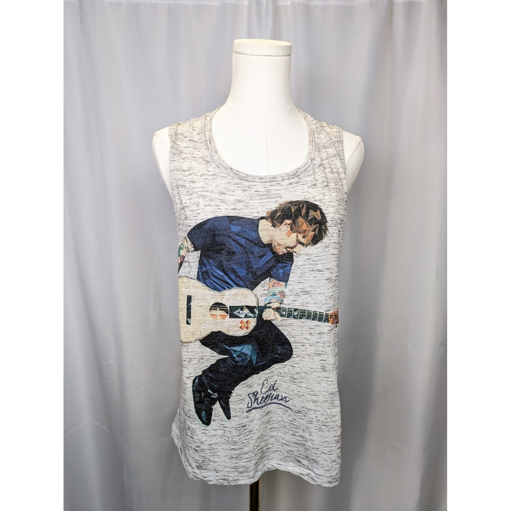 Ed Sheeran Tank Top Womens‎ Medium Grey Multiply Geometric Graphic Official RARE